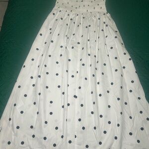 White Maxi Dress with Black Polka Dots